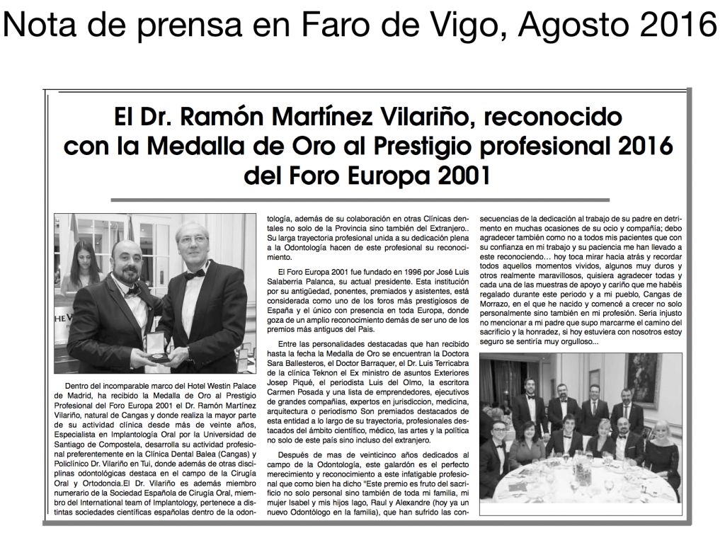 Nota de prensa en Faro de Vigo