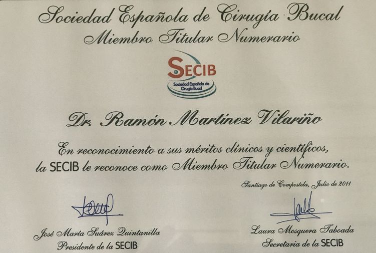 Diploma de miembro titular numerario de la SECIB